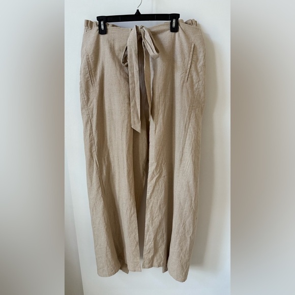 Corpcore Midnight Velvet Linen Blend Wide Leg Wrap Pants Coastal - Picture 3 of 13